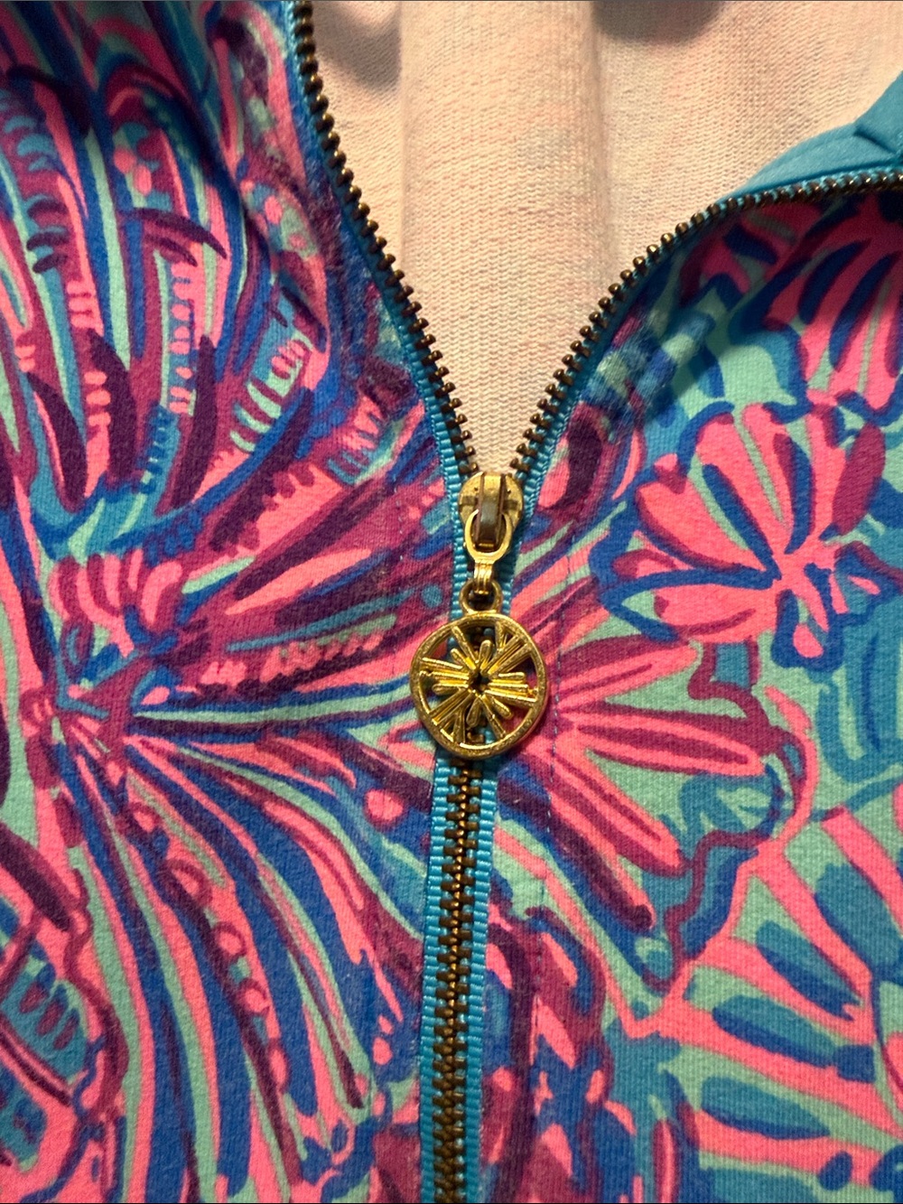 Lilly Pulitzer Skipper Pink, Blue & Purple Floral Quarter-Zip Popover - Picture 4 of 5